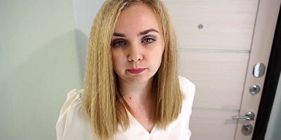 Accidental blowjob from blonde manager